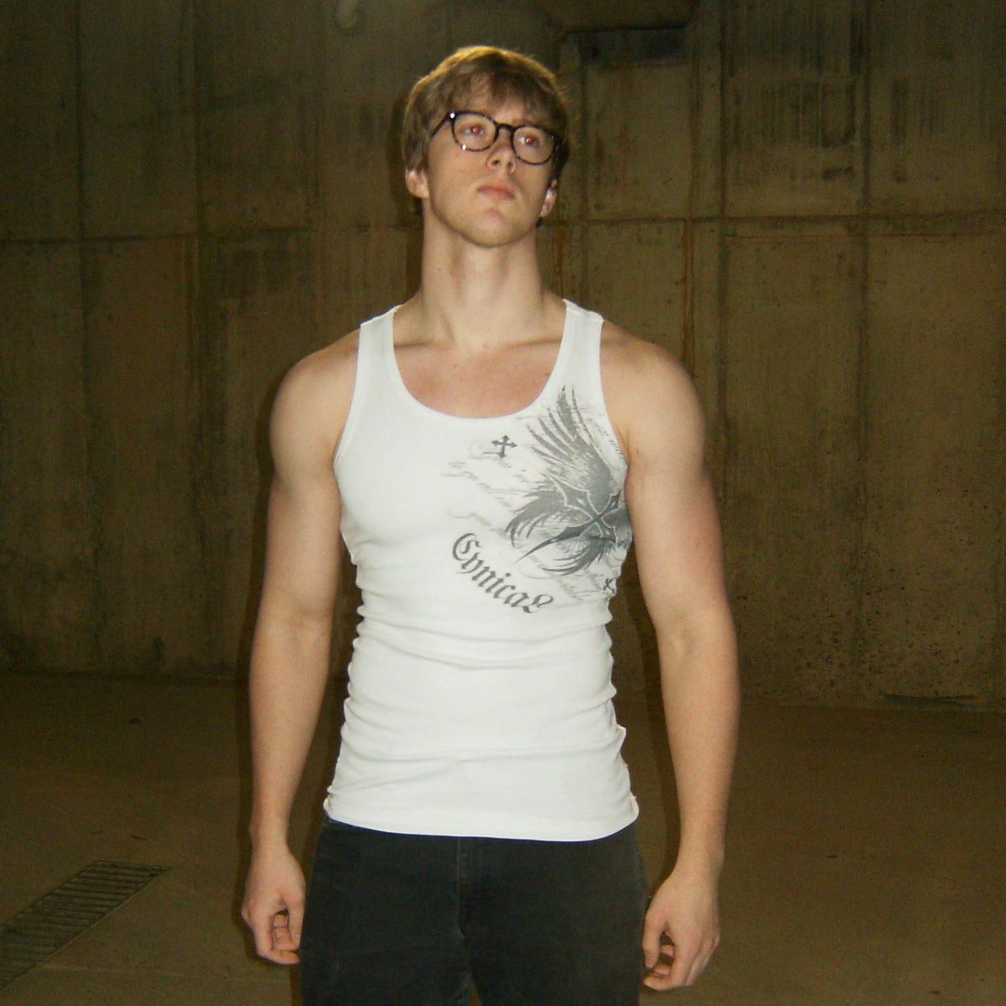 Cynical White Ribbed Tank Top