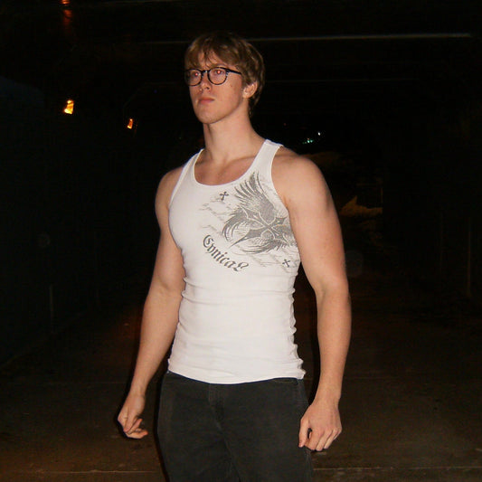 Cynical White Ribbed Tank Top